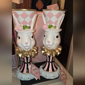 Charming Bunny Figurines with Gold Accents